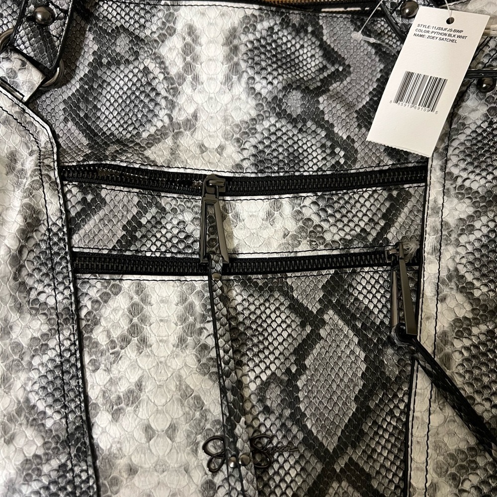 Jessica Simpson Black and White Phython Zoey Satchel - Picture 15 of 15